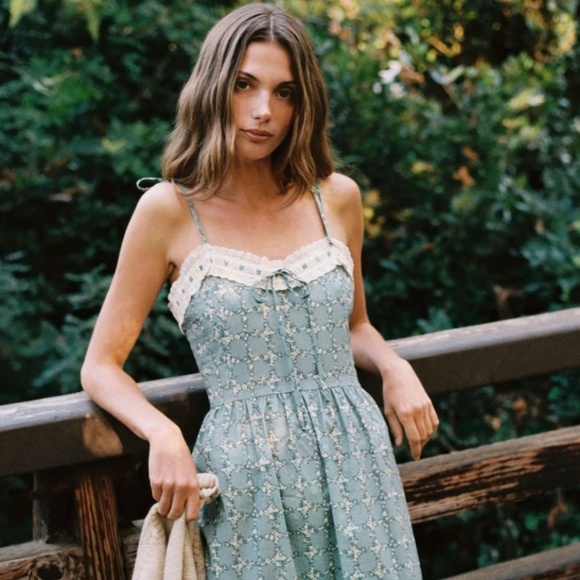 ISO Christy Dawn Emma Dress in Teal Trellis (XS or S) - Picture 1 of 1